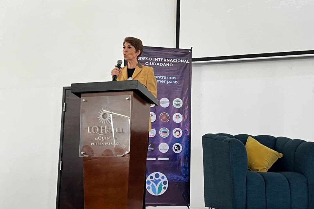 La periodista Beatriz Pagés participó en el Congreso Internacional Ciudadano, el 11 de octubre de 2025, en la ciudad de Puebla, México. (Eduardo Tzompa/The Epoch Times)