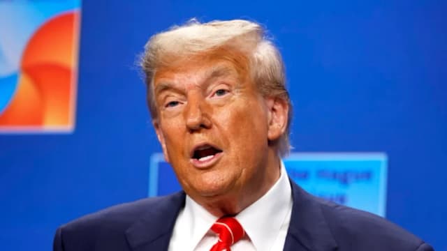 El presidente Donald Trump habla durante una conferencia de prensa tras la Cumbre de la OTAN de 2025 en La Haya, Países Bajos, el 25 de junio de 2025. (Omar Havana/Getty Images)