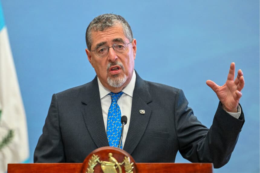 Guatemala's President Bernardo Arevalo speaks during a press conference at Culture Palace in Guatemala City on February 17, 2025. (Photo by JOHAN ORDONEZ / AFP) (Photo by JOHAN ORDONEZ/AFP via Getty Images)
