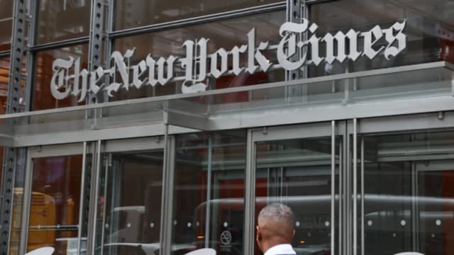El edificio del New York Times en la ciudad de Nueva York el 16 de septiembre de 2025. (Michael M. Santiago/Getty Images)
