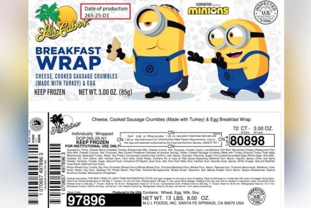 Etiqueta de desayuno retirada del mercado de MCI Foods Inc. (Cortesía del USDA)
