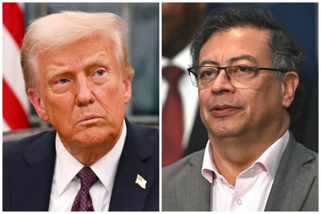 (Izquierda) El presidente de Estados Unidos, Donald Trump, en la Oficina Oval de la Casa Blanca, en Washington, el 20 de enero de 2025. (Derecha) El presidente de Colombia, Gustavo Petro, en Río de Janeiro, Brasil, el 19 de noviembre de 2024. (Jim Watson, Mauro Pimentel/AFP vía Getty Images)