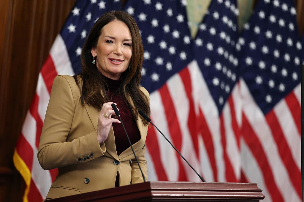 La secretaria de Agricultura de EE. UU., Brooke Rollins durante una rueda de prensa en el Capitolio el 31 de octubre de 2025 en Washington, D.C. (Foto de Anna Moneymaker/Getty Images)