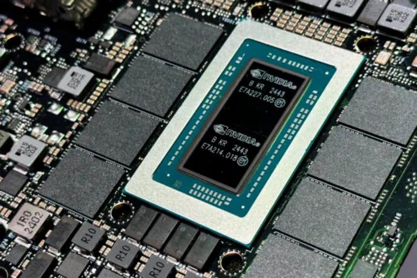 El superchip GB10 Grace Blackwell de Nvidia se exhibe en la conferencia GTC de la compañía en San José, California, el 19 de marzo de 2025. (Max A. Cherney/Reuters)