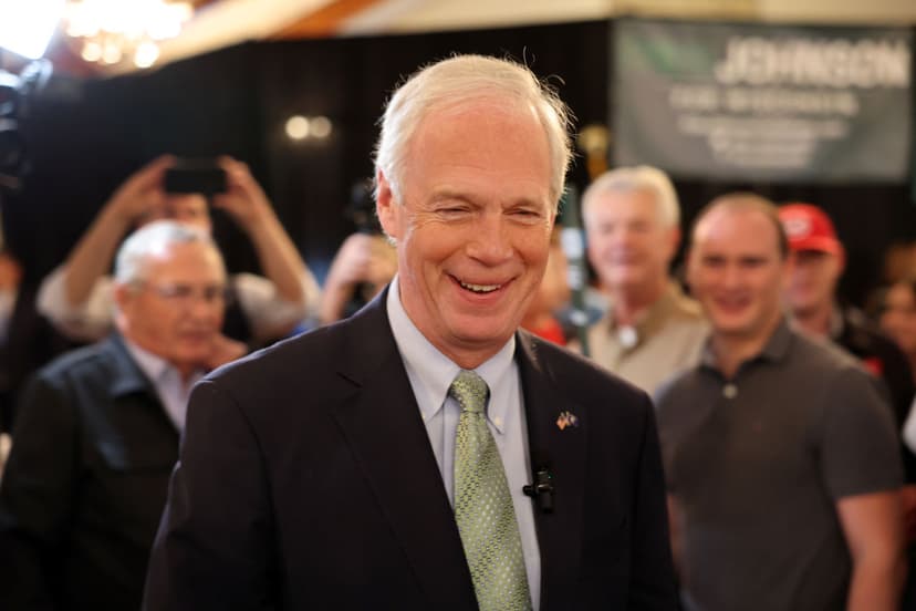 El senador Ron Johnson (R-Wis.) llega a un mitin el 25 de octubre de 2022 en Waukesha, Wisconsin. Johnson se encuentra en una reñida carrera con el candidato demócrata Mandela Barnes por su escaño en el Senado en las elecciones de mitad de mandato. (Foto de Scott Olson/Getty Images)