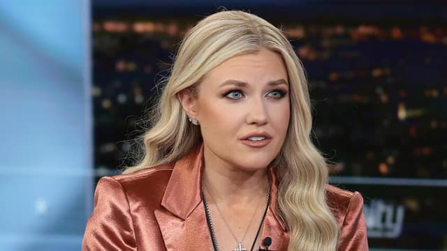 Erika Kirk habla en los estudios de Fox News Channel el 8 de diciembre de 2025 en la ciudad de Nueva York. (Dimitrios Kambouris/Getty Images)