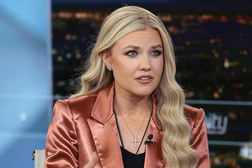 Erika Kirk habla en los estudios de Fox News Channel el 8 de diciembre de 2025 en la ciudad de Nueva York. (Dimitrios Kambouris/Getty Images)