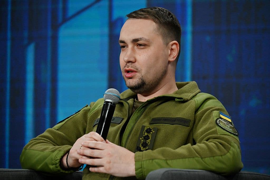 El entonces jefe de Inteligencia Militar de Ucrania, Kyrylo Budanov, en el foro «Ucrania Año 2024» en Kiev el 25 de febrero de 2024.  (Foto de Sergei SUPINSKY / AFP) (Foto de SERGEI SUPINSKY/AFP a través de Getty Images)