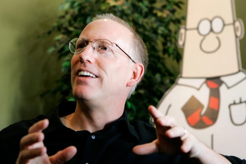 Scott Adams, creador de la tira cómica "Dilbert", habla sobre su trabajo en su estudio de Dublín, California, el 26 de octubre de 2006. (AP Photo/Marcio Jose Sanchez)

