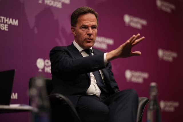 El secretario general de la OTAN, Mark Rutte, habla en Chatham House el 9 de junio de 2025 en Londres, Inglaterra.(Dan Kitwood/Getty Images).