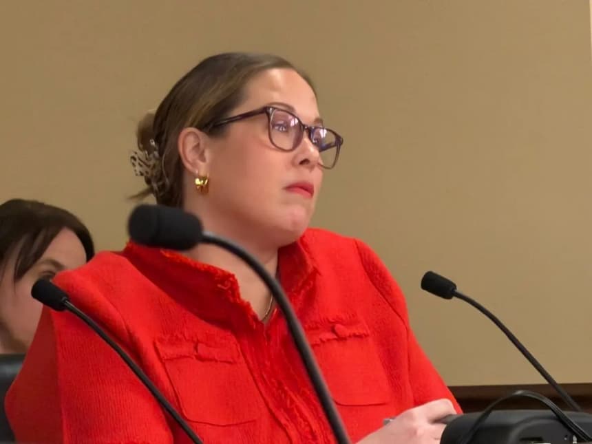 Erin Campbell, comisionada de Gestión y Presupuesto de Minnesota, responde a las preguntas de los legisladores en una reunión del Comité de Prevención del Fraude y Política de Supervisión de las Agencias Estatales en St. Paul, Minnesota, el 21 de enero de 2026. (Janice Hisle/The Epoch Times)