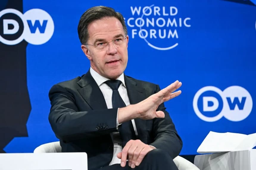 El secretario general de la OTAN, Mark Rutte, en la reunión anual del Foro Económico Mundial en Davos, Suiza, el 21 de enero de 2026. (Fabrice Coffrini/AFP a través de Getty Images).
