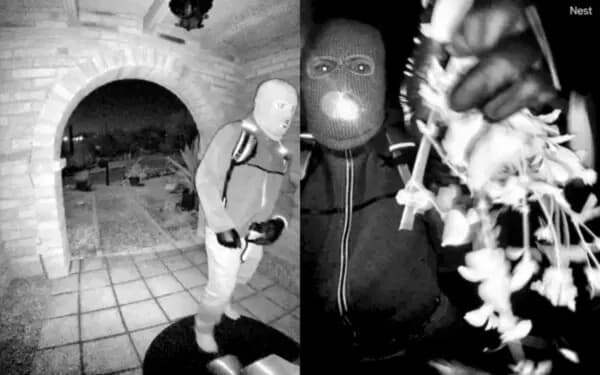 Las imágenes de video muestran a una persona enmascarada fuera de la casa de Nancy Guthrie en Catalina Foothills, Arizona. (FBI vía The Epoch Times)