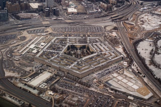 Vista aérea del Pentágono en Arlington, Virginia, el 15 de diciembre de 2025. (Madalina Kilroy/The Epoch Times)