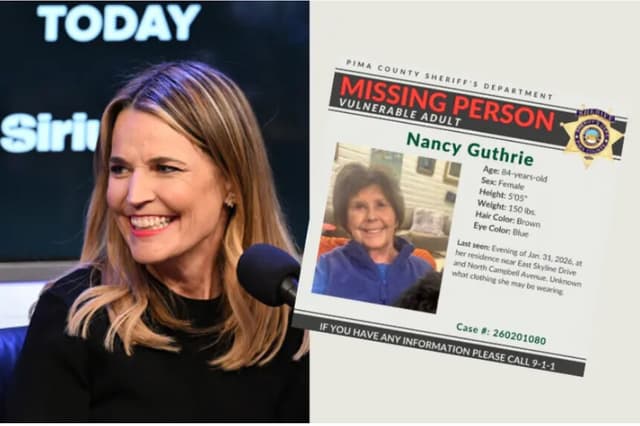 Composición The Epoch Times. Imágenes: (IZQUIERDA): Savannah Guthrie asiste al programa TODAY Show Radio Town Hall en SiriusXM. (Slaven Vlasic/Getty Images para SiriusXM). (DERECHA): Alerta de persona desaparecida para Nancy Guthrie. (Departamento del Sheriff del condado de Pima a través de AP).