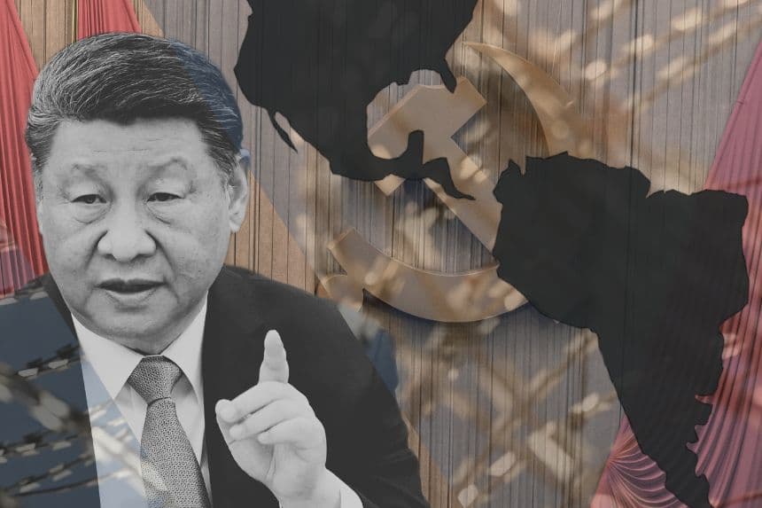 Izq: Líder chino Xi Jinping; Fondo: El Gran Salón del Pueblo. Composición de The Epoch Times. (Ken Ishii/Pool/Getty Images; Kevin Frayer/Getty Images)