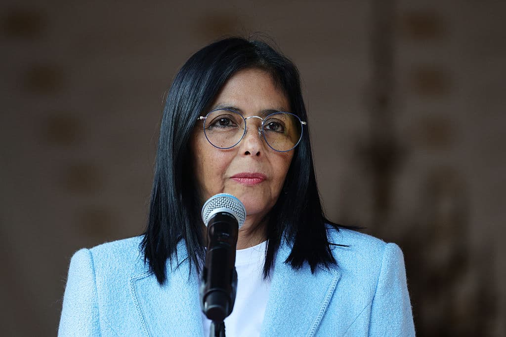 La presidenta interina de Venezuela, Delcy Rodríguez en el Palacio de Miraflores, Venezuela, el 11 de febrero de 2026. (Foto de Jesus Vargas/Getty Images)