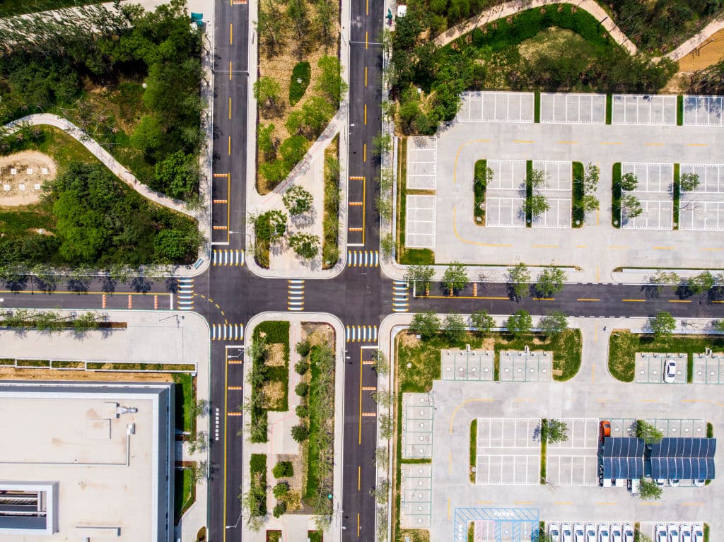 Vista aérea del centro de atención al ciudadano de la Nueva Área de Xiong'an el 2 de junio de 2018 en Baoding, provincia de Hebei, China. (Foto de VCG/VCG vía Getty Images)