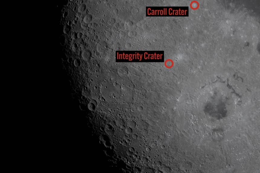 Cómo la tripulación de Artemis II bautizó el cráter Carroll de la Luna
