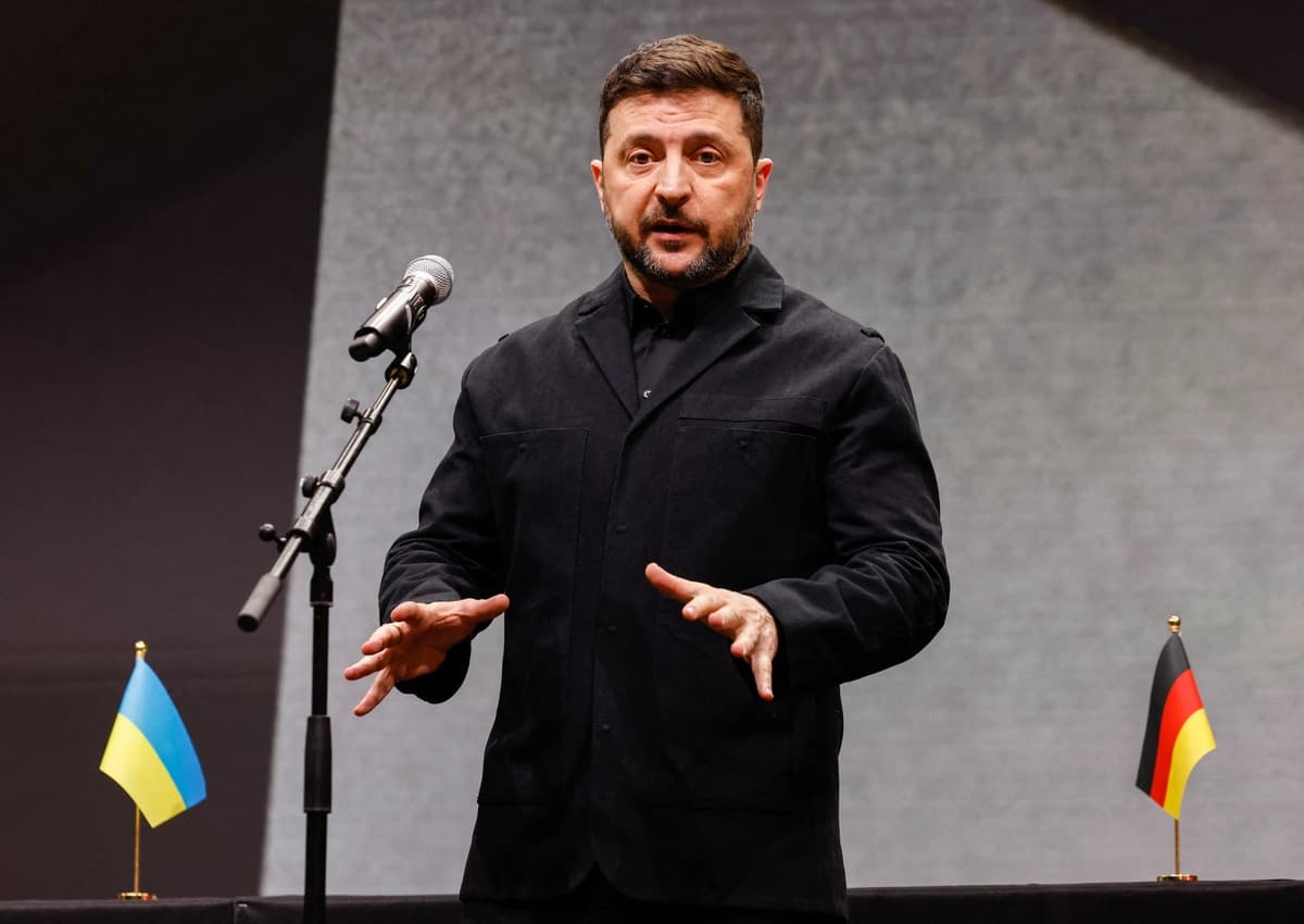 El presidente ucraniano Volodymyr Zelenskyy en Gilching, Alemania, el 13 de febrero de 2026. (Alexandra Beier/AFP vía Getty Images)