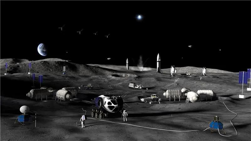 Representación artística de la Fase 3 de la base lunar de la NASA. (Cortesía de la NASA).