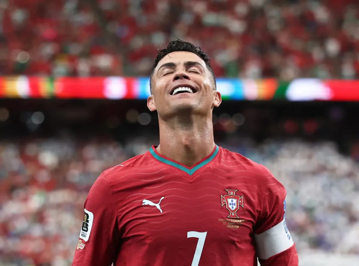 Cristiano Ronaldo, de Portugal, celebra su gol contra Uzbekistán en un partido del Grupo K de la Copa Mundial en el Estadio de Houston el 23 de junio de 2026. (Troy Taormina/IMAGN Images vía Reuters)