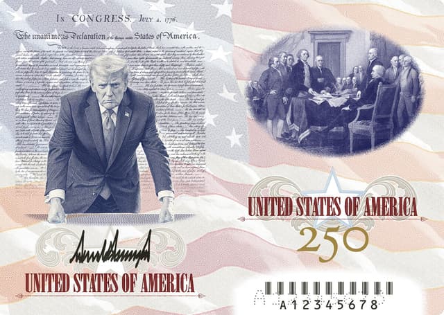 El nuevo diseño del pasaporte estadounidense compartido por el presidente Donald Trump en su cuenta de Truth Social el 26 de junio de 2026. (@realDonaldTrump vía Truth Social)
