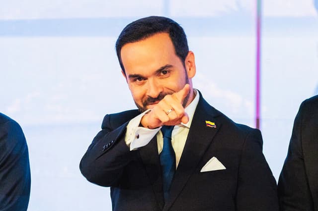 El presidente electo de Colombia, Abelardo de la Espriella, el 25 de junio de 2026, en Bogotá, Colombia. (Diego Cuevas/Getty Images)