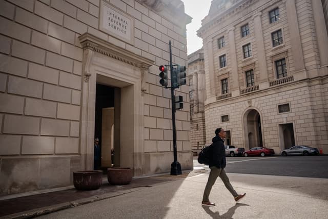 El Servicio de Impuestos Internos (IRS) en Washington, el 10 de marzo de 2025. (Madalina Vasiliu/The Epoch Times)
