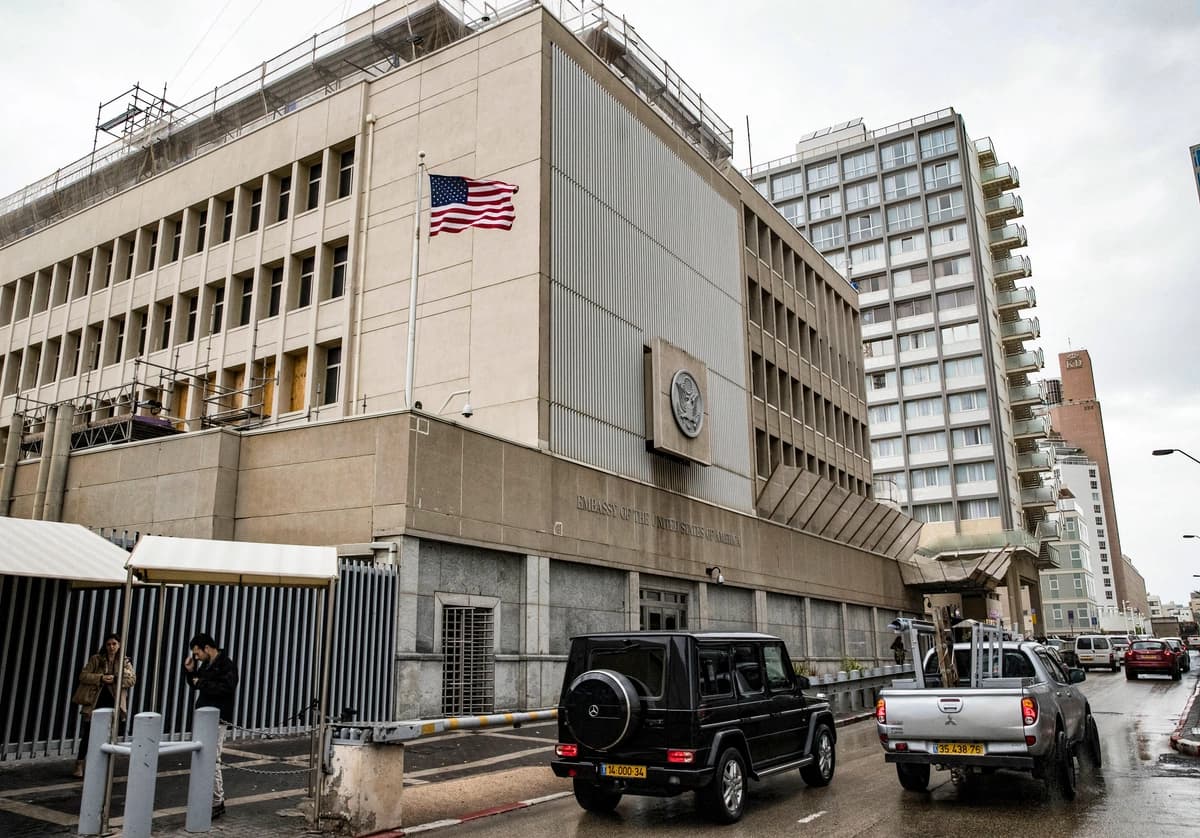 Embajada de Estados Unidos en Tel Aviv, 6 de diciembre de 2017. (Jack Guez/AFP vía Getty Images).