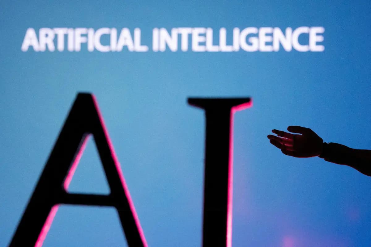 Una mano robótica se extiende hacia las letras "AI" (Inteligencia Artificial) en una imagen tomada en un lugar no revelado el 23 de junio de 2023. (Dado Ruvic/Reuters).