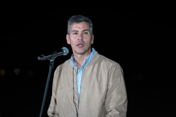 El presidente de Paraguay, Santiago Peña Palacios, el 6 de agosto llegando a Cali para la toma de posesión de Abelardo de la Espriella como presidente de Colombia. (Cortesía del presidente electo Abelardo De La Espriella)