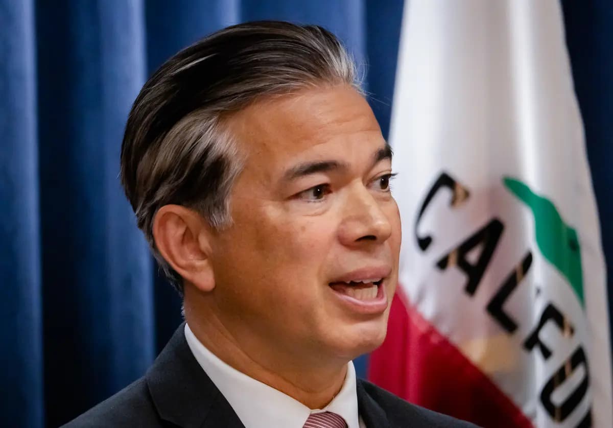 El fiscal general de California, Rob Bonta, pronuncia un discurso en Los Ángeles, California, el 15 de abril de 2024. (John Fredricks/The Epoch Times).