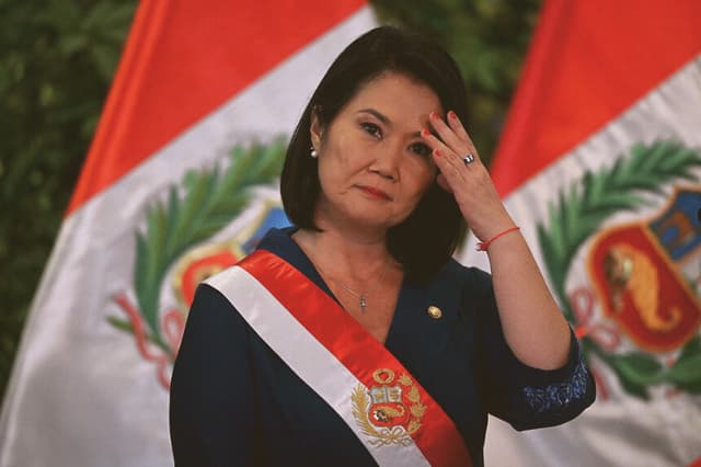 La presidenta de Perú, Keiko Fujimori, el 28 de julio de 2026. (Connie FRANCE / AFP vía Getty Images)