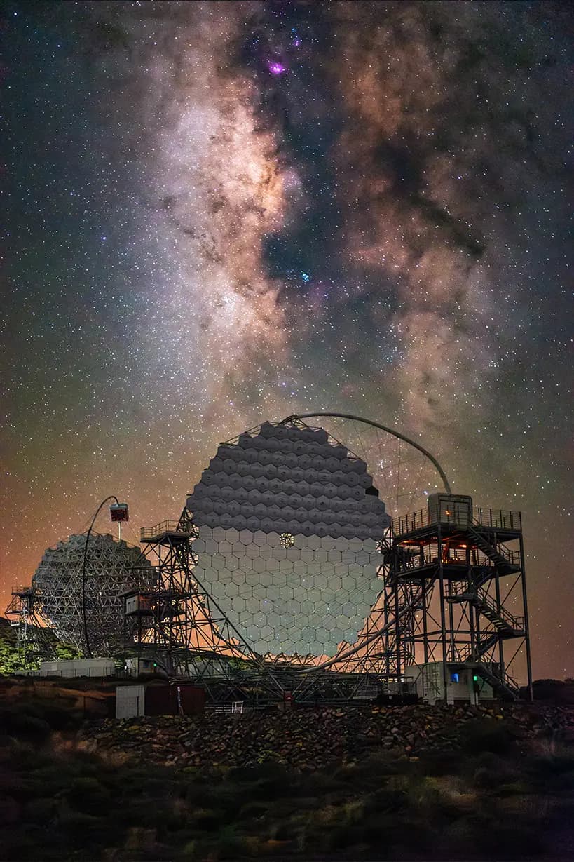 El Observatorio Roque de los Muchachos, en La Palma, Islas Canarias, ofrece un escenario de ciencia ficción para la fotografía galáctica de Tcherkasski. (Cortesía de Evgeni Tcherkasski).