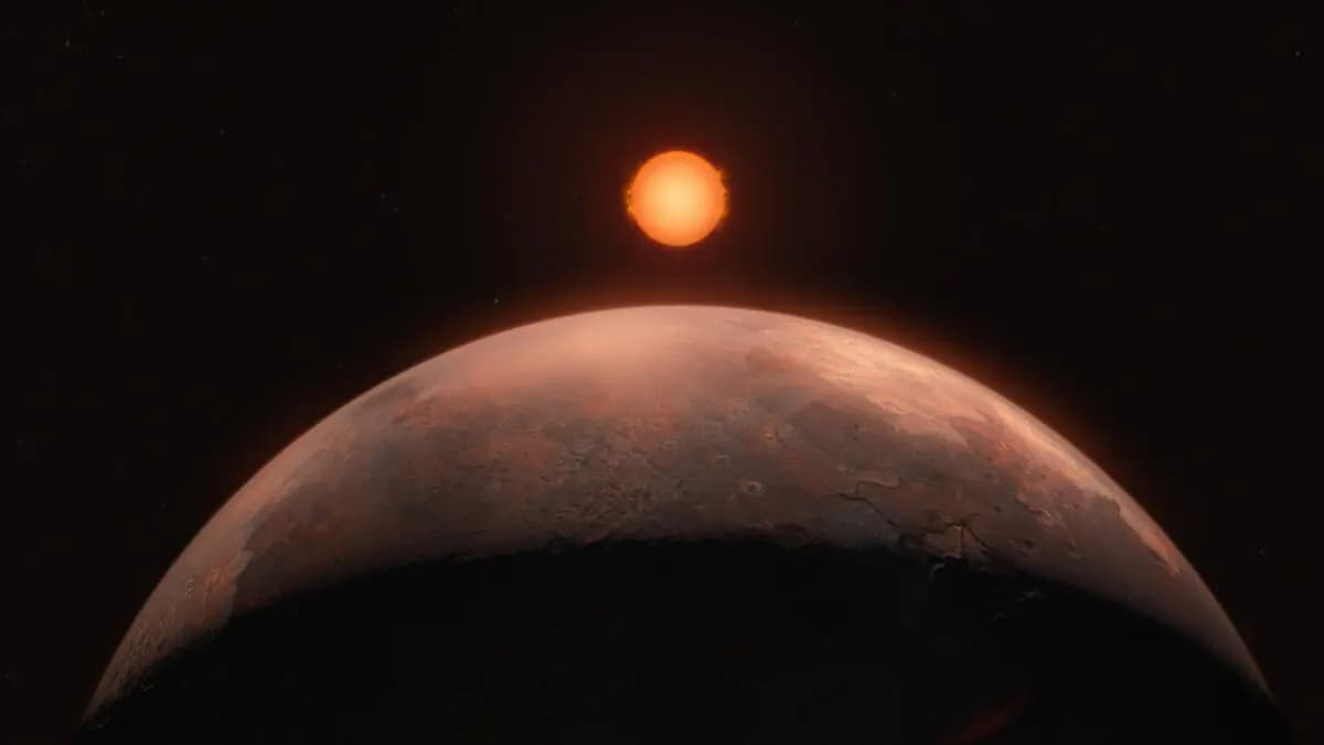 Esta ilustración muestra Barnard b, un planeta con una masa inferior a la de la Tierra que fue descubierto orbitando la estrella de Barnard. (eso2414a / CC BY 4.0).