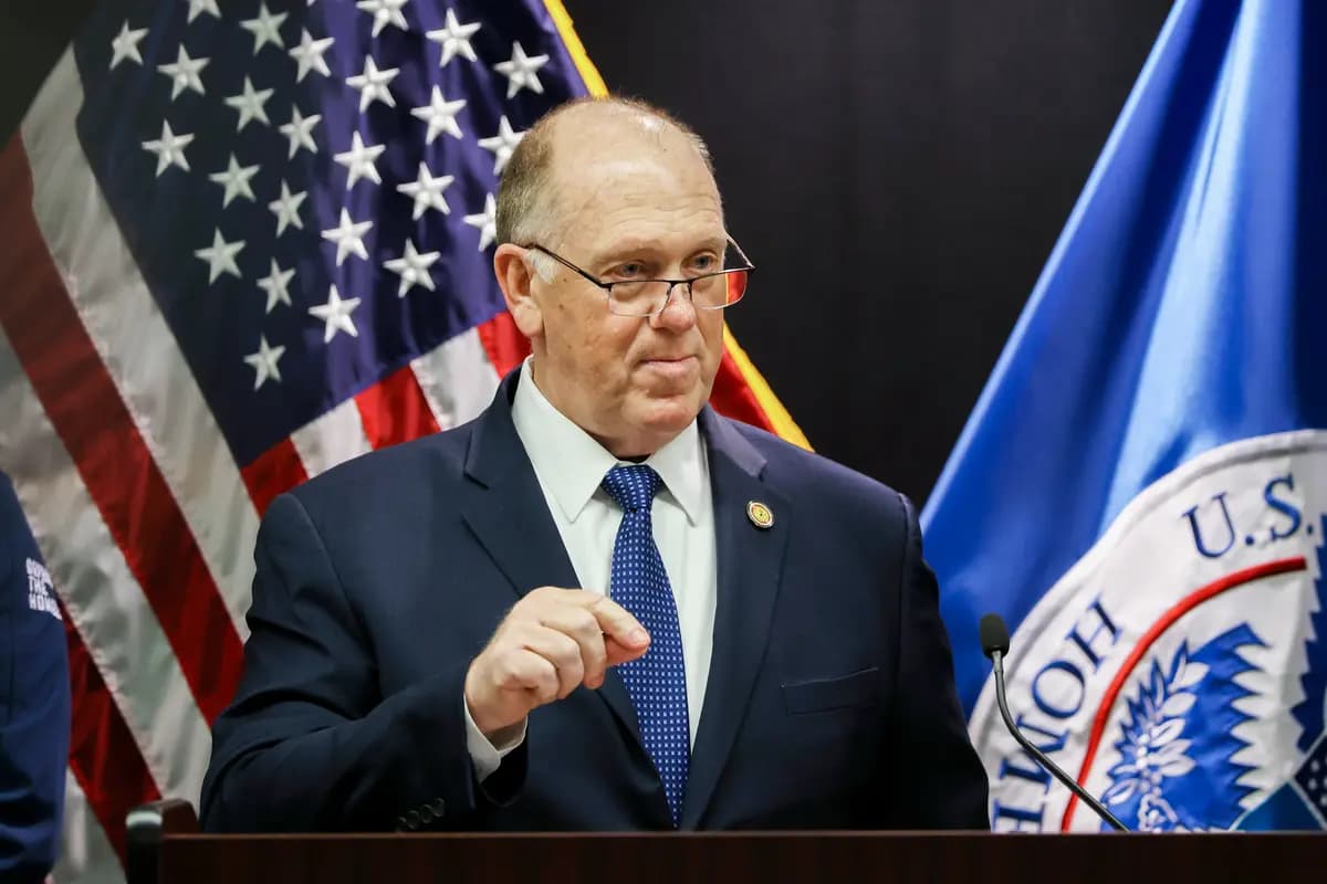 El "zar de la frontera", Tom Homan, habla durante una conferencia de prensa sobre las operaciones de control migratorio en curso en Minneapolis el 29 de enero de 2026. (Scott Olson/Getty Images)