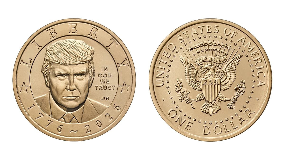 Una nueva moneda de 1 dólar presenta la imagen del presidente Donald Trump. (Departamento del Tesoro/Gráfico de AP)