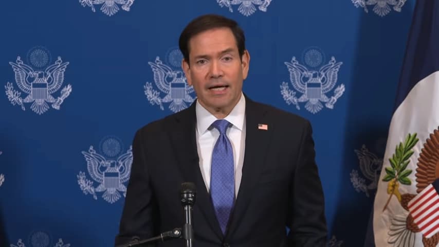El secretario de Estado Marco Rubio habla con periodistas en Nueva York el 23 de septiembre de 2026, donde dijo que las ventas de armas estadounidenses se sopesan en función de las necesidades militares de Estados Unidos, las existencias actuales y la capacidad de reabastecimiento. (Cortesía del Departamento de Estado de EE. UU./Captura de pantalla vía The Epoch Times).