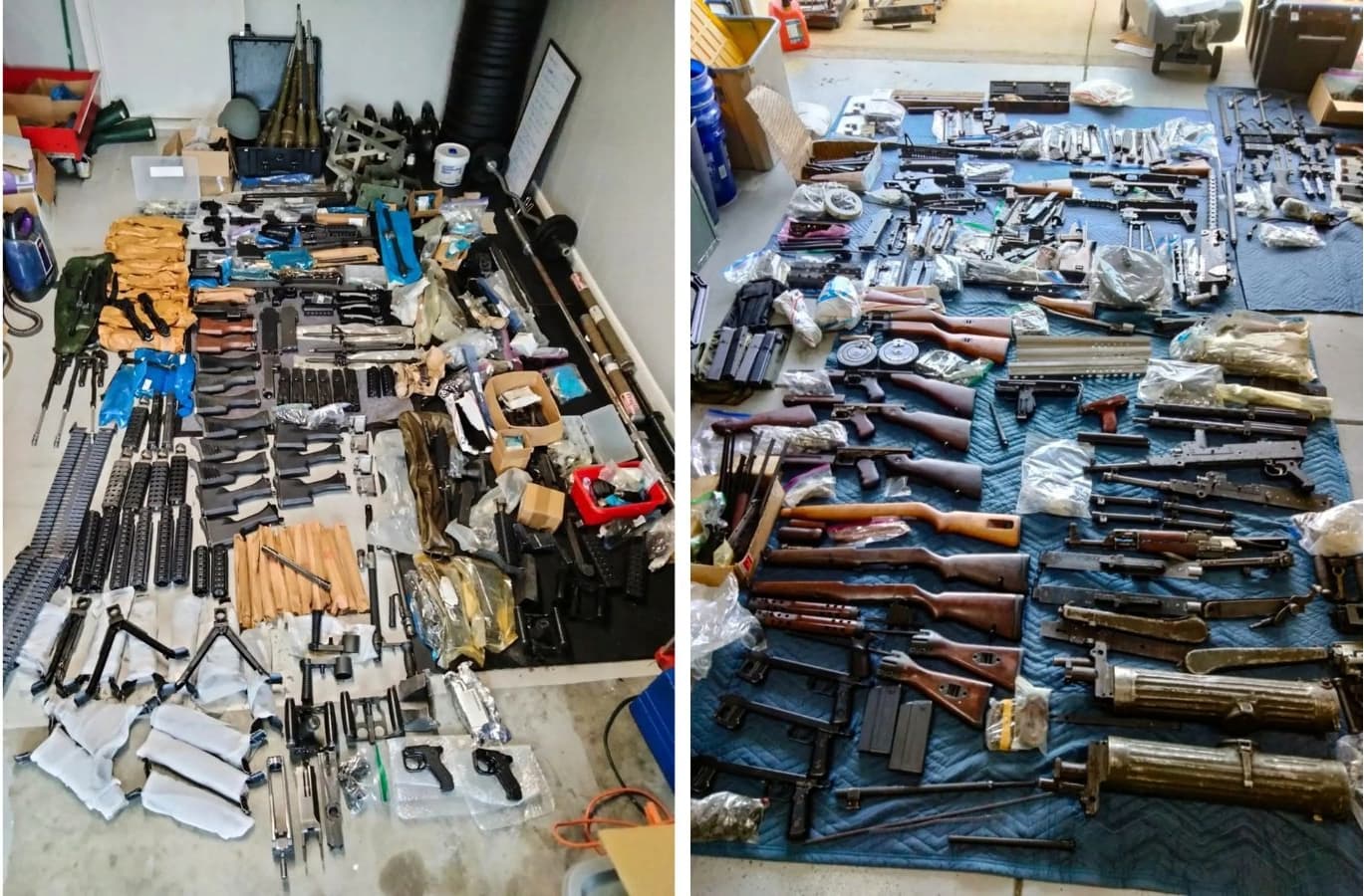 (Ambas) Piezas de armas de fuego que Patrick "Tate" Adamiak vendió en su casa en Virginia Beach, Virginia, en estas fotos de archivo. (Cortesía de David Adamiak).