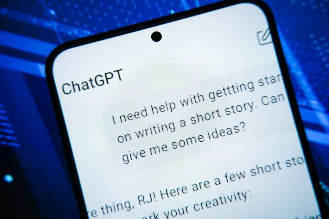 En una foto de archivo, se muestra en la pantalla de un teléfono una ilustración de una conversación realizada con ChatGPT. (Oleksii Pydsosonnii/The Epoch Times)