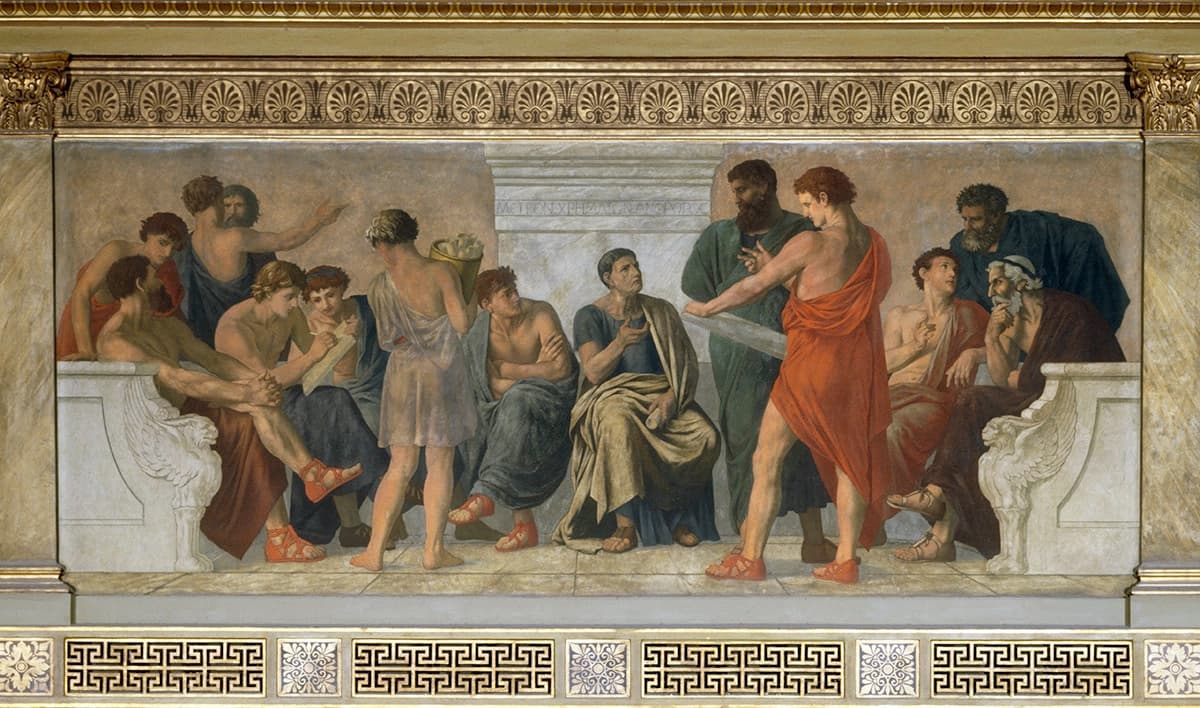 Escuela de Aristóteles. Fresco de Gustav Adolph Spangenberg, 1883-88. (Dominio público)