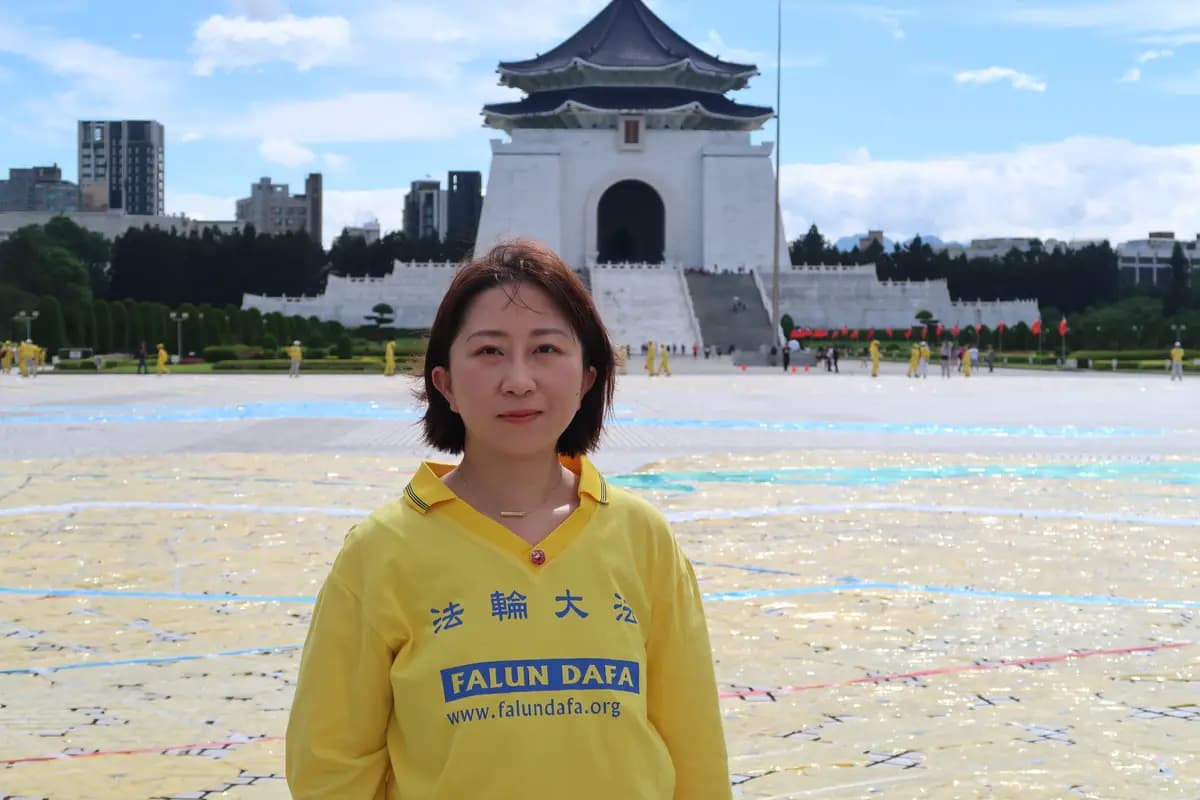 Ma Yuxi en la Plaza de la Libertad en Taipéi, Taiwán, el 17 de octubre de 2026. (Frank Fang/The Epoch Times).