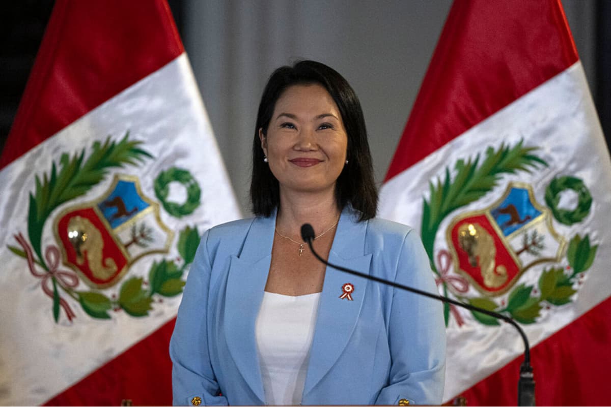 La presidenta electa de Perú, Keiko Fujimori, en el Palacio de Gobierno en Lima, el 16 de julio de 2026. (Ernesto Benavides / AFP vía Getty Images)