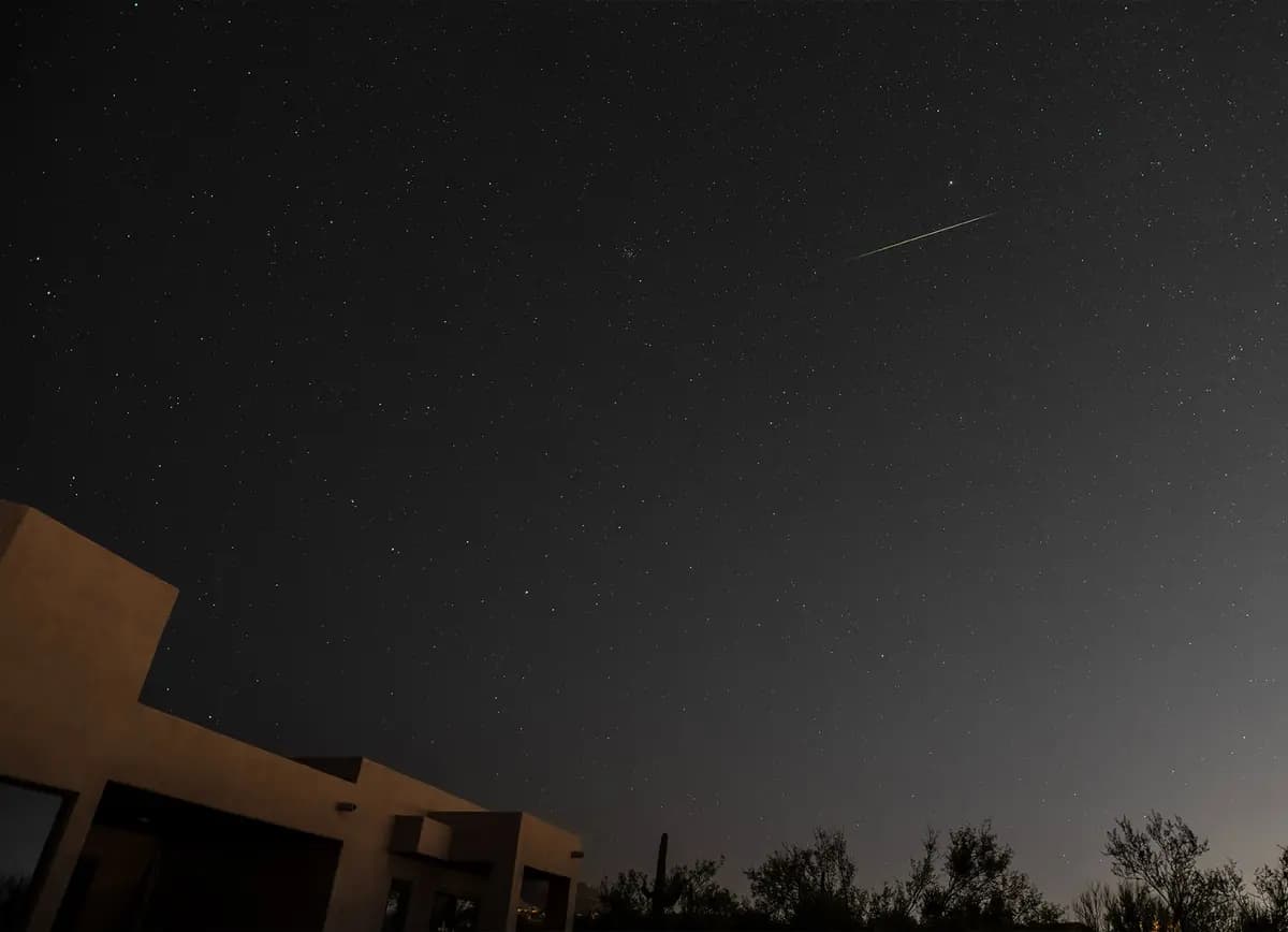 <em>Un meteorito Leónidas captado desde el patio trasero de Eliot Herman en Tucson, Arizona. (Cortesía de Eliot Herman).</em>