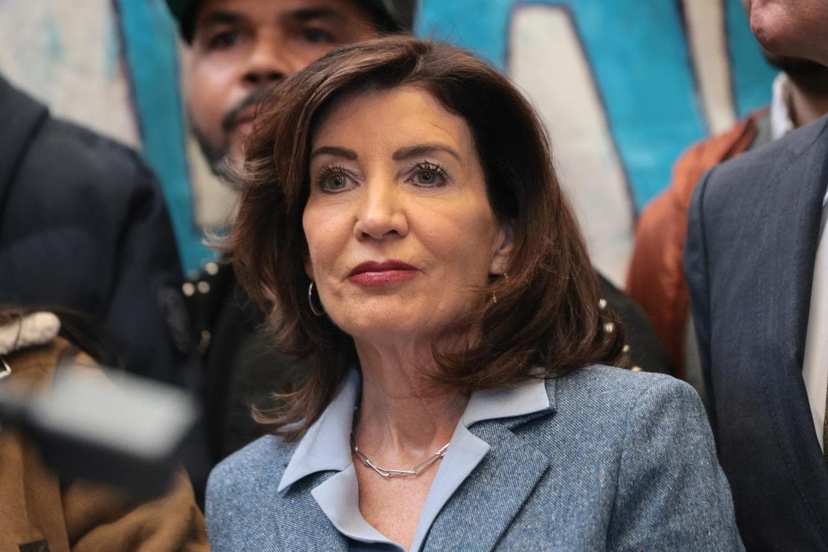 La gobernadora de Nueva York, Kathy Hochul, en la ciudad de Nueva York el 19 de marzo de 2026. (Michael M. Santiago/Getty Images)
