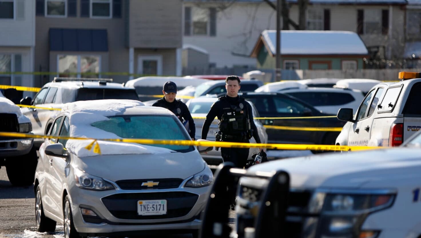 Policía de Virginia Beach. El tiroteo mortal del viernes por la noche de dos compañeros oficiales el sábado 22 de febrero de 2025 en Virginia Beach, Virginia. (Stephen M. Katz/The Virginian-Pilot vía AP).