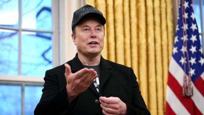 Elon Musk en el Despacho Oval de la Casa Blanca en Washington el 11 de febrero de 2025. (Andrew Harnik/Getty Images)