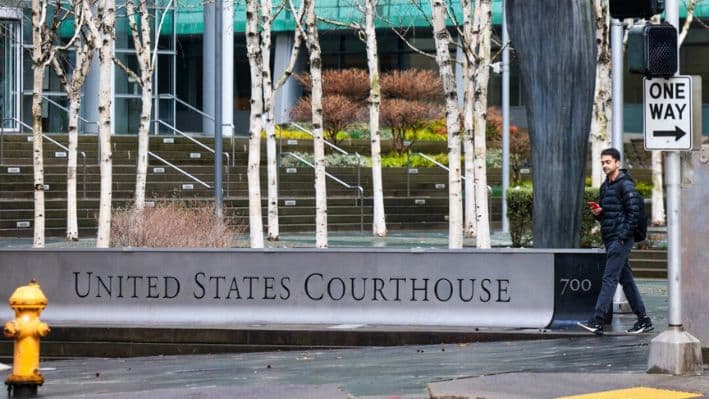 Corte de Justicia de Estados Unidos, en Seattle, Washington, el 6 de febrero de 2025. (Jason Redmond/AFP a través de Getty Images)