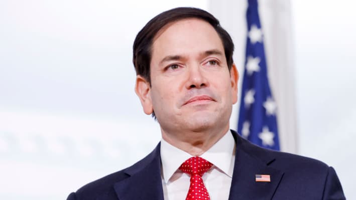 El secretario de Estado de EE. UU., Marco Rubio, en el edificio del Departamento de Estado el 10 de febrero de 2025 en Washington, DC. (Anna Moneymaker/Getty Images)